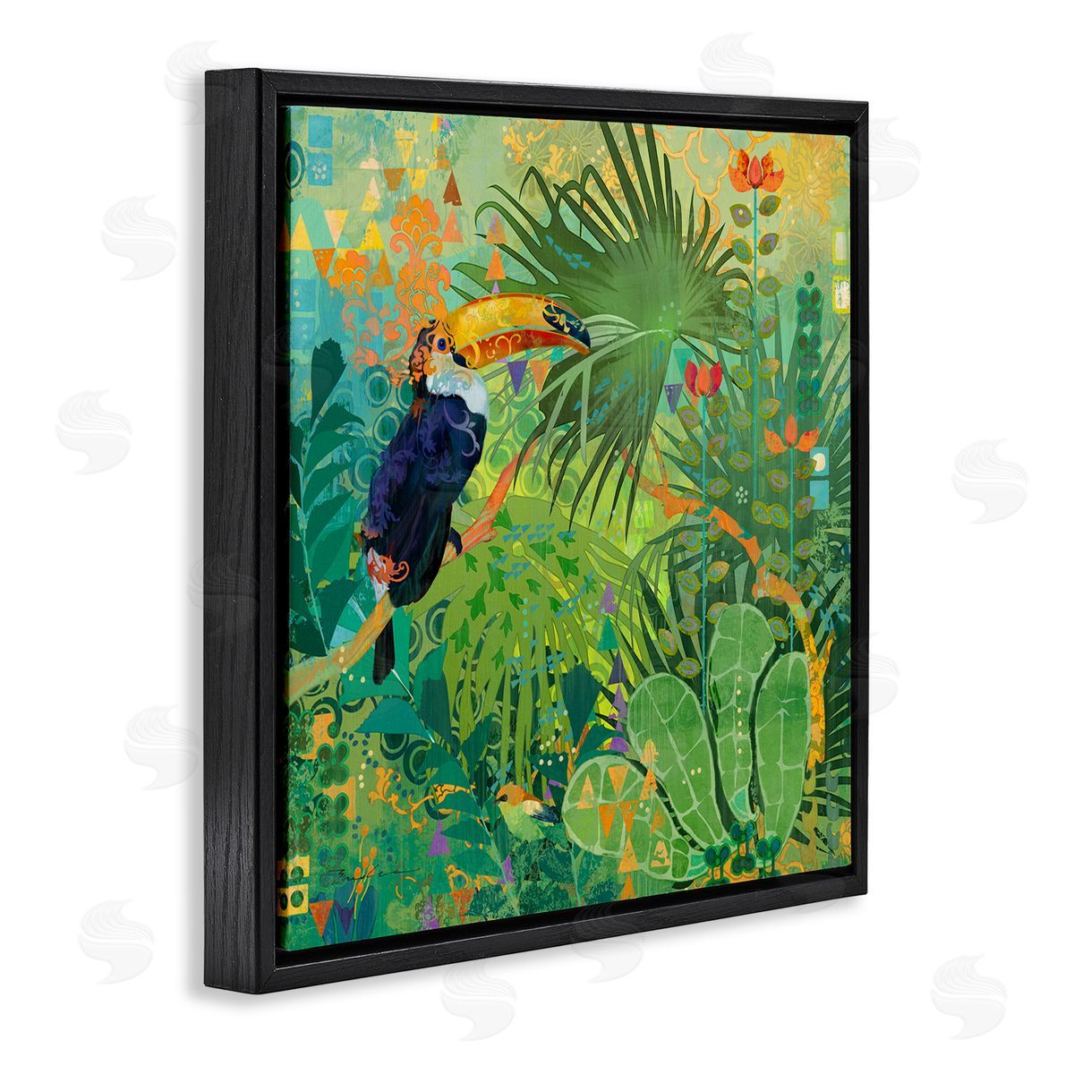 Evelia Designs Toucan Rainforest Nature Black Floater Frame Canvas Artside_