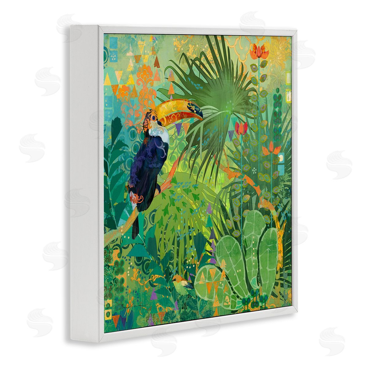 Toucan Rainforest Nature White Frame Print Wall Art, Home Decor by Evelia Designs