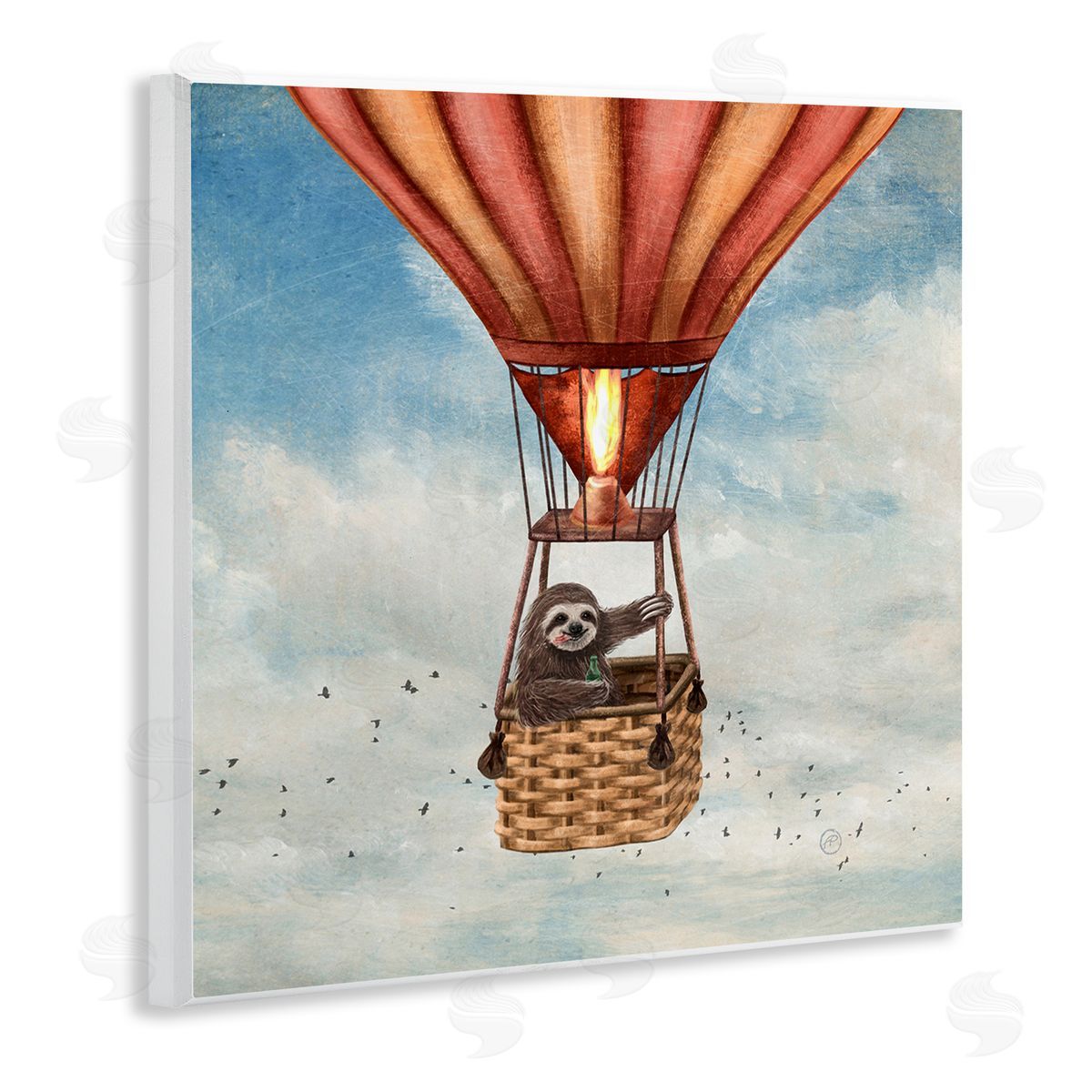 Sloth in Hot Air Balloon Wood Plaque Wall Art, Home Decor by Paula Belle Flores