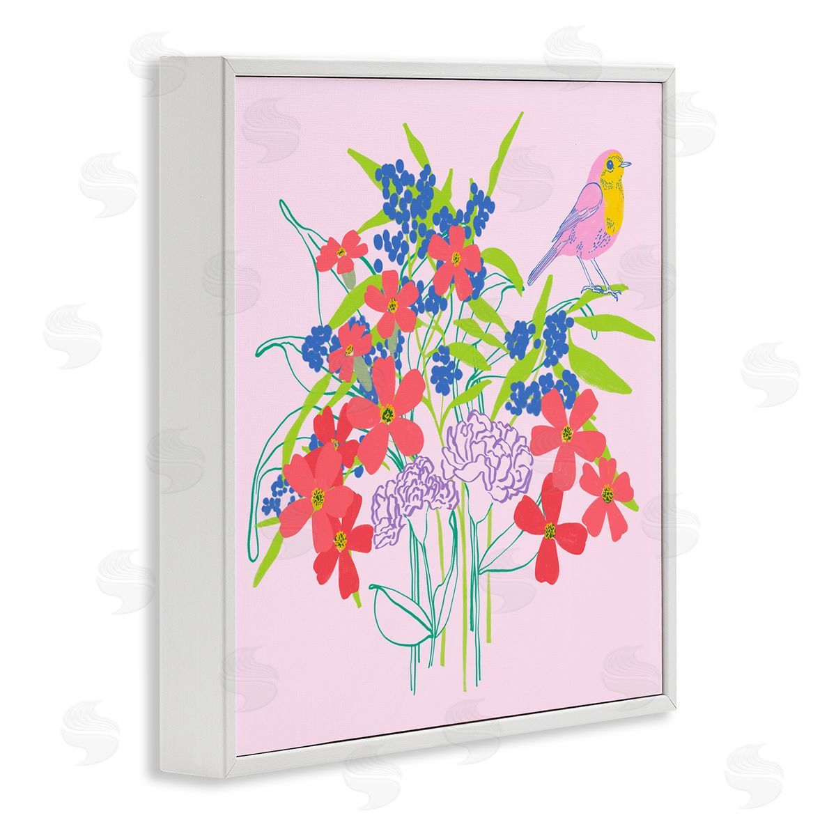Pragya Kothari Abstract Floral Arrangement White Framed Giclee Wall Artside_