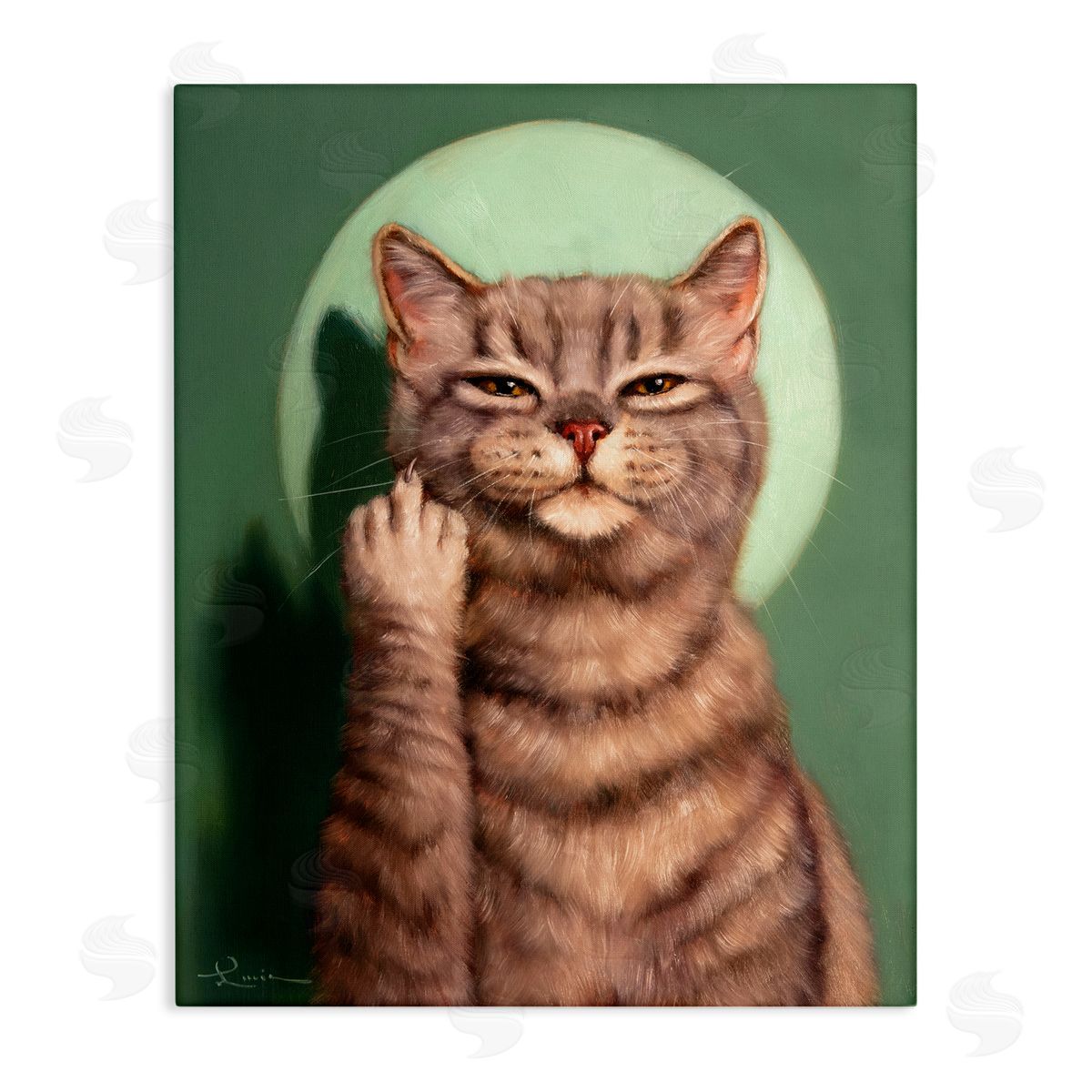 Lucia Heffernan Cat & Middle Finger Canvas Wall Art