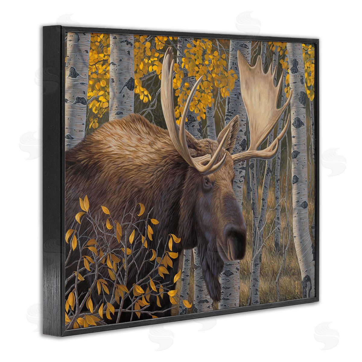 Jeff Hoff Moose in Fall Foliage Black Framed Giclee Wall Artside_