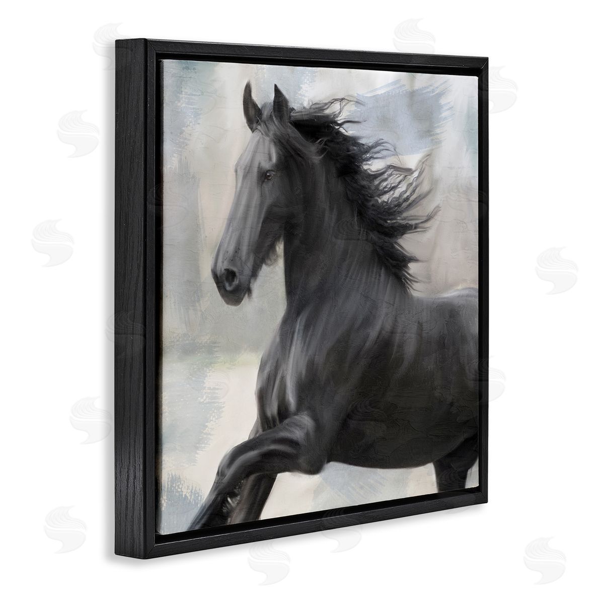 Kim Allen Black Stallion Horse Black Floater Frame Canvas Artside_