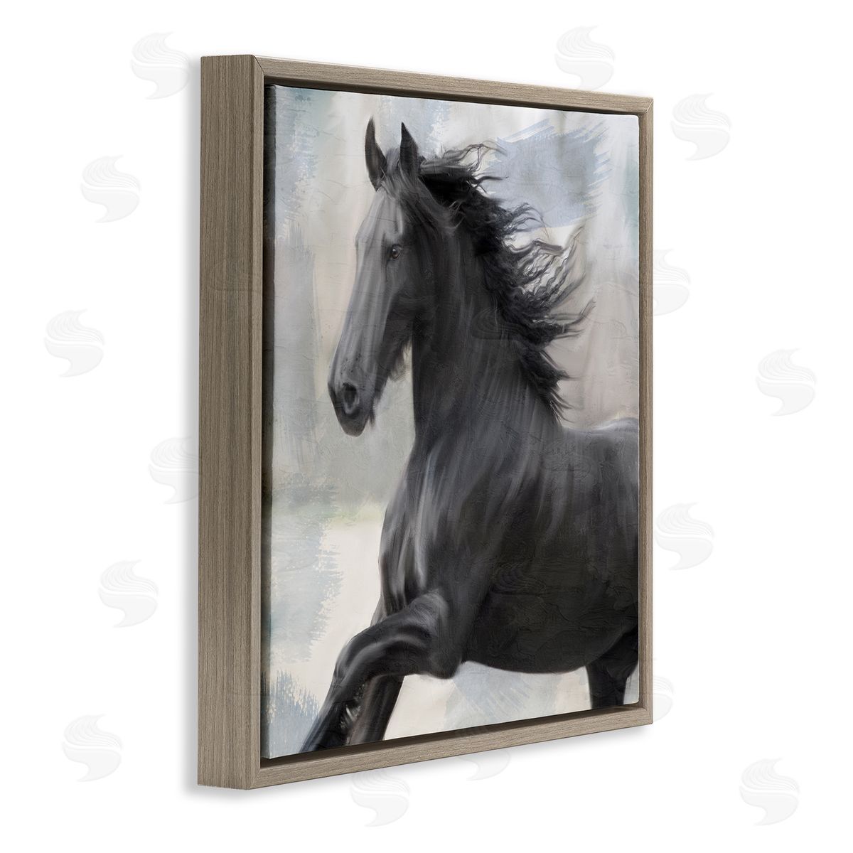 Kim Allen Black Stallion Horse Brown Floater Frame Canvas Artside_
