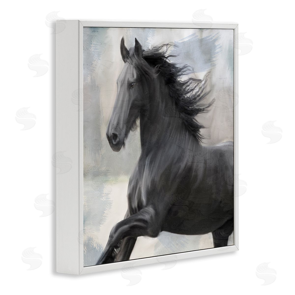 Kim Allen Black Stallion Horse White Framed Giclee Wall Artside_