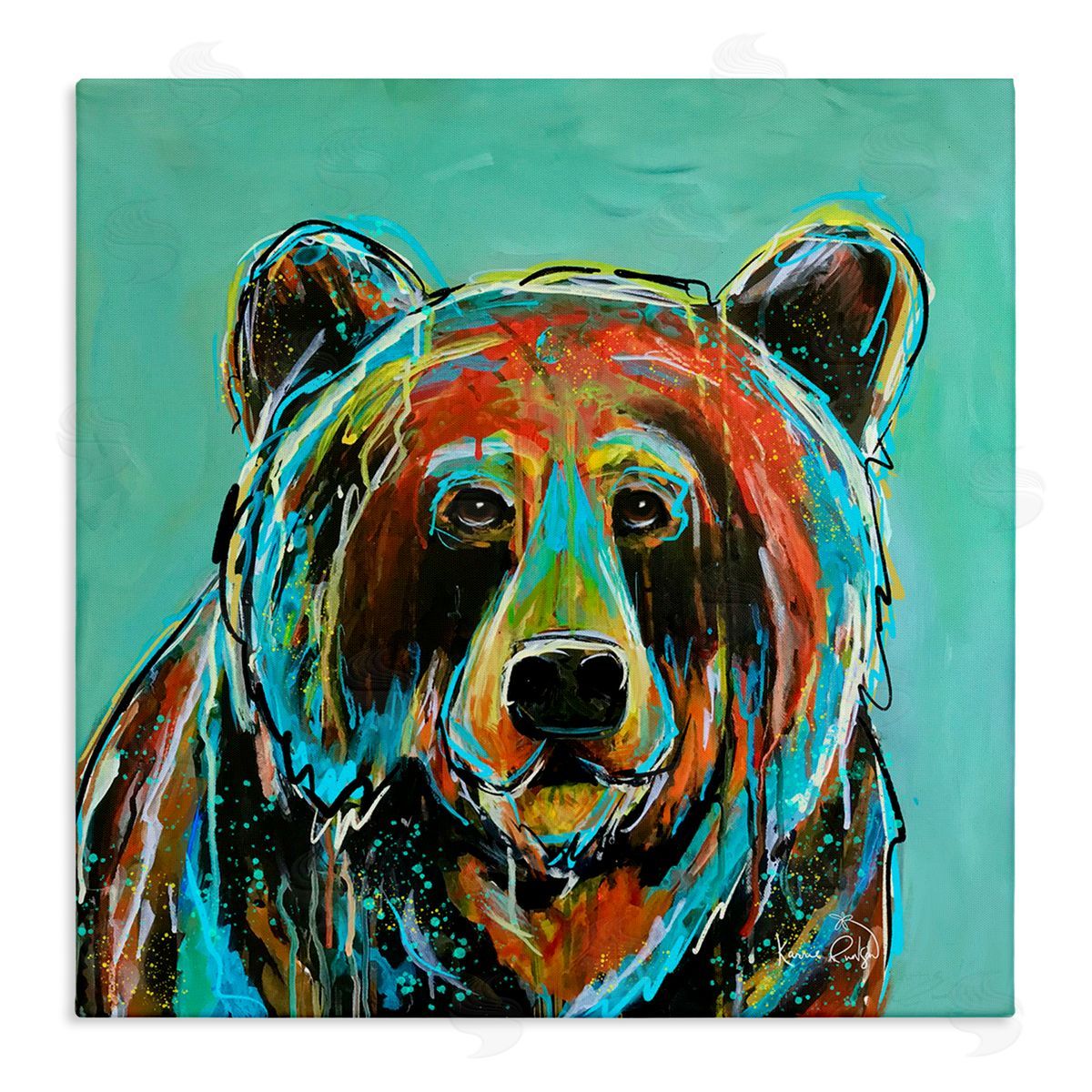 Karrie Evenson Modern Bear Abstract Canvas Wall Art
