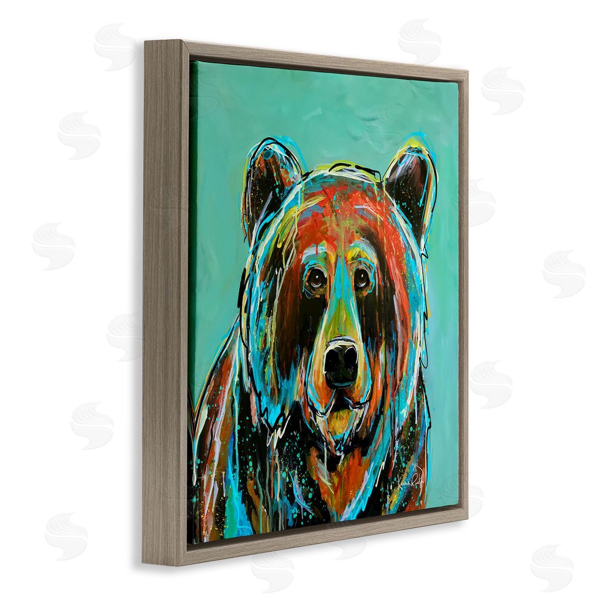 Karrie Evenson Modern Bear Abstract Brown Floater Frame Canvas Artside_