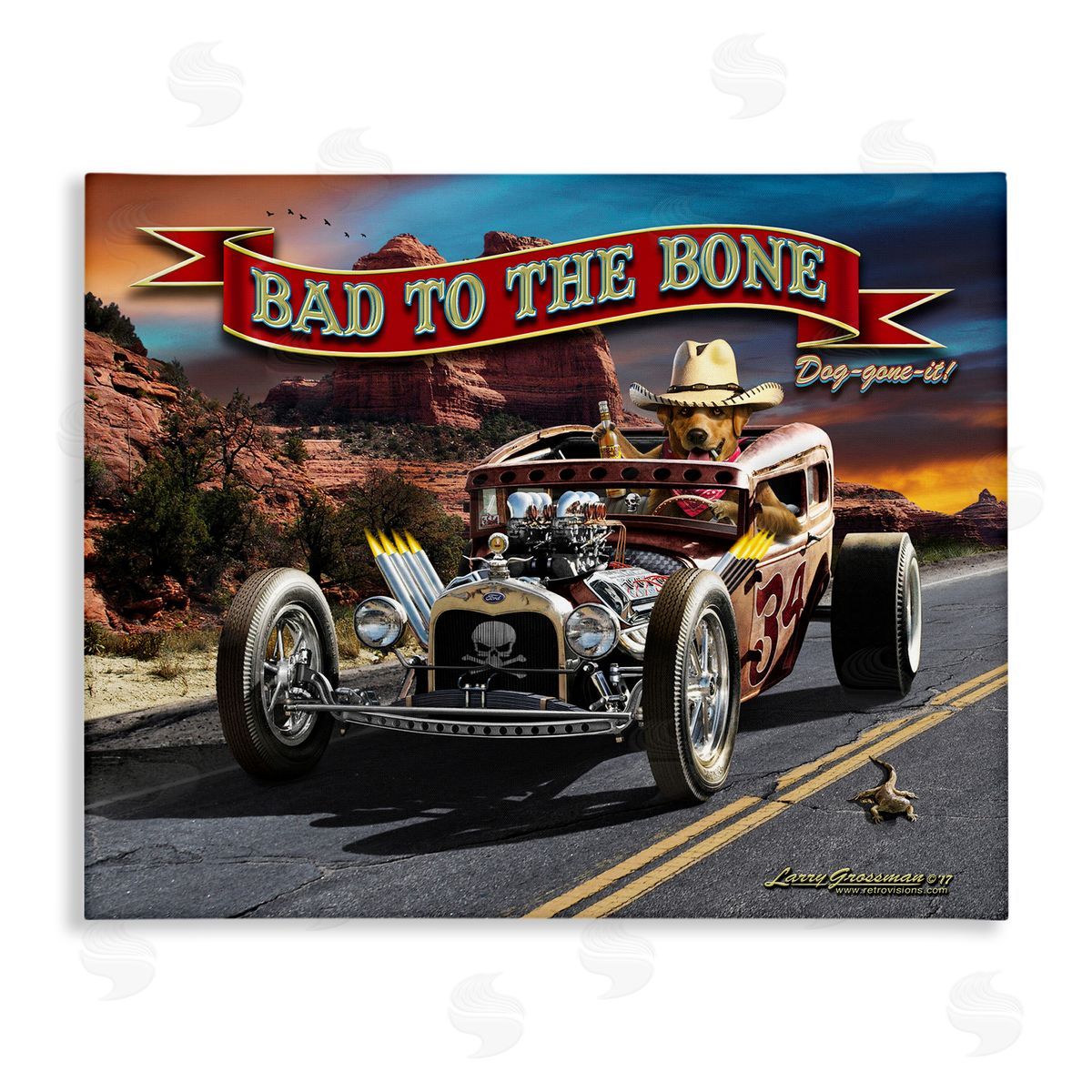 Larry Grossman Bad to the Bone Dog Canvas Wall Art