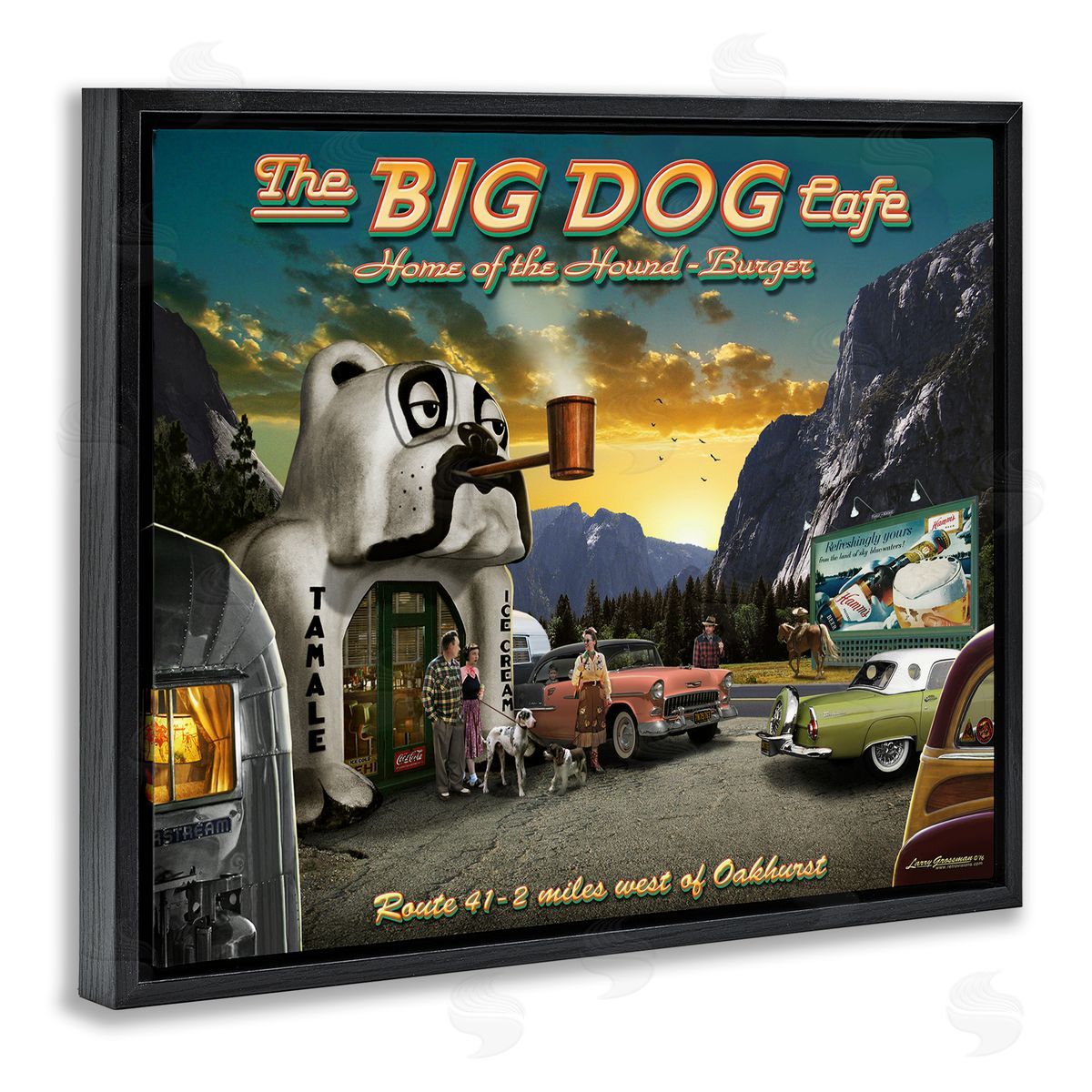 Larry Grossman Big Dog Cafe Scenery Black Floater Frame Canvas Artside_