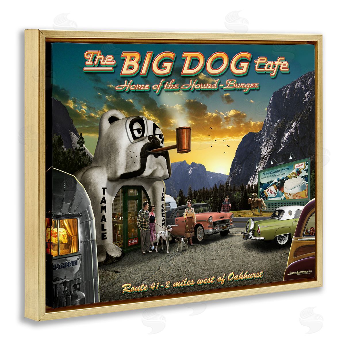 Larry Grossman Big Dog Cafe Scenery Gold Floater Frame Canvas Artside_