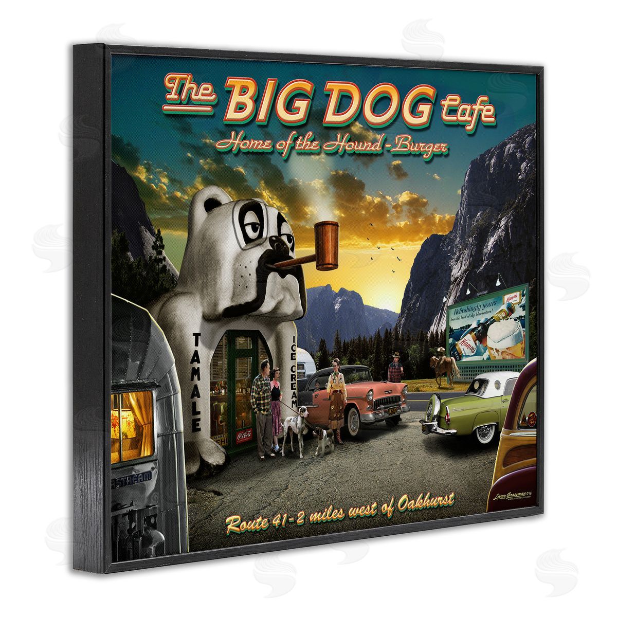 Larry Grossman Big Dog Cafe Scenery Black Framed Giclee Wall Artside_