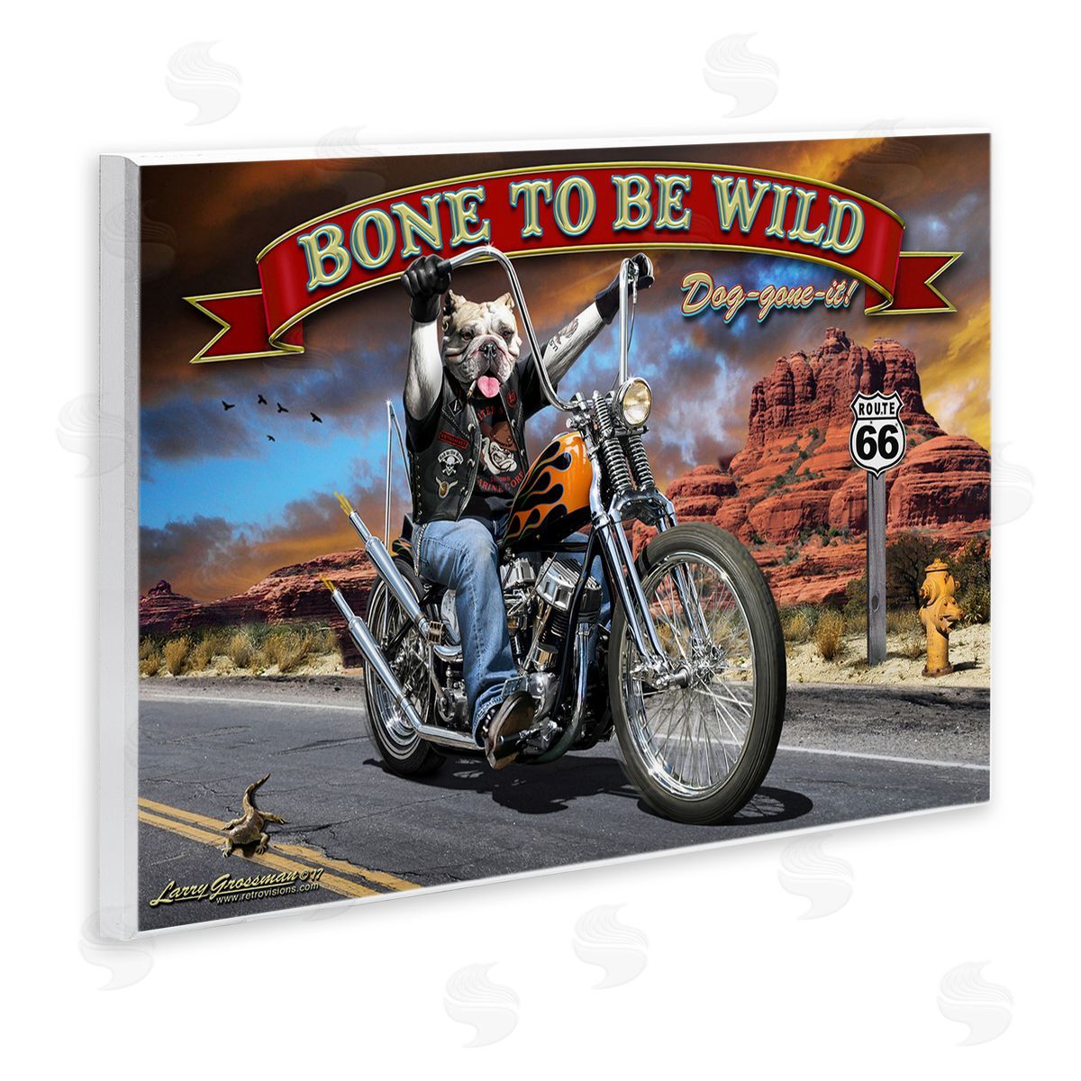 Larry Grossman Bone Wild Motorcycle Dog Wall Plaque Artside_