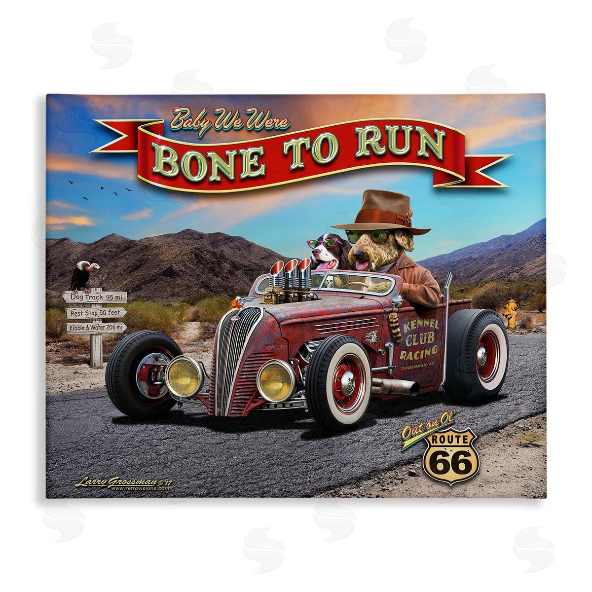 Larry Grossman Bone to Run Dogs Canvas Wall Art