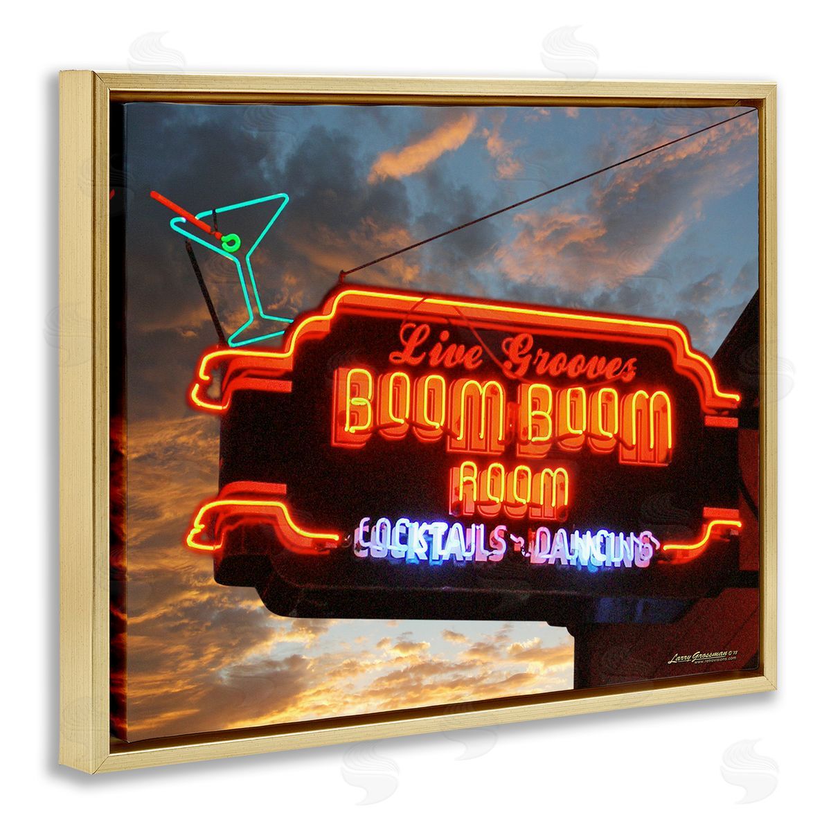 Larry Grossman Boom Room Cocktail Bar Gold Floater Frame Canvas Artside_