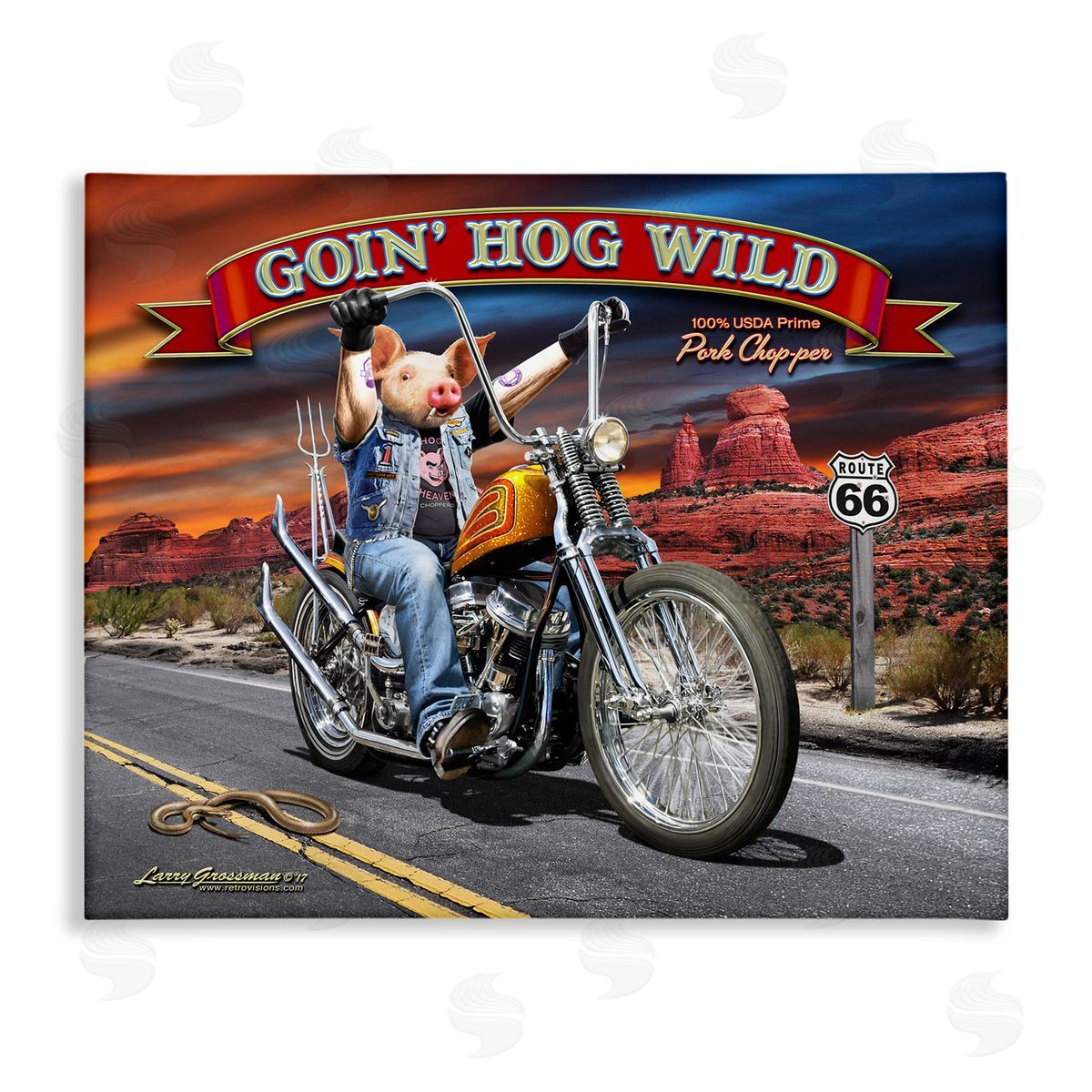 Larry Grossman Hog Wild Chopper Bike Canvas Wall Art