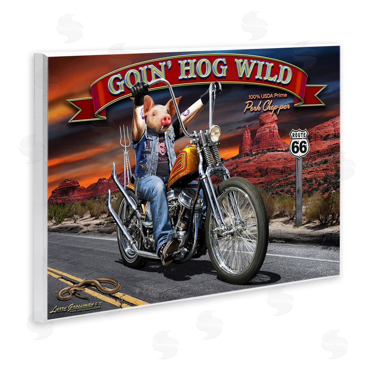 Larry Grossman Hog Wild Chopper Bike Wall Plaque Artside_