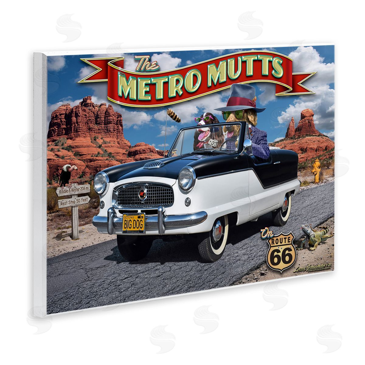Larry Grossman Metro Mutts Vintage Car Wall Plaque Artside_