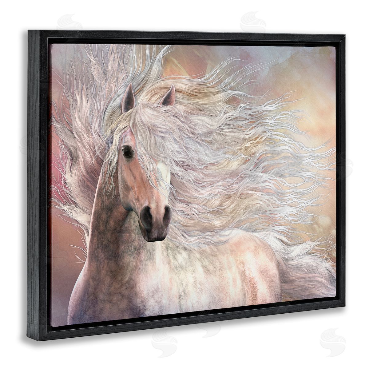 Laurie Prindle Cielo Windblown Stallion Portrait Black Floater Frame Canvas Artside_