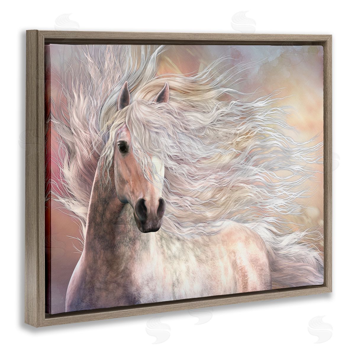Laurie Prindle Cielo Windblown Stallion Portrait Brown Floater Frame Canvas Artside_