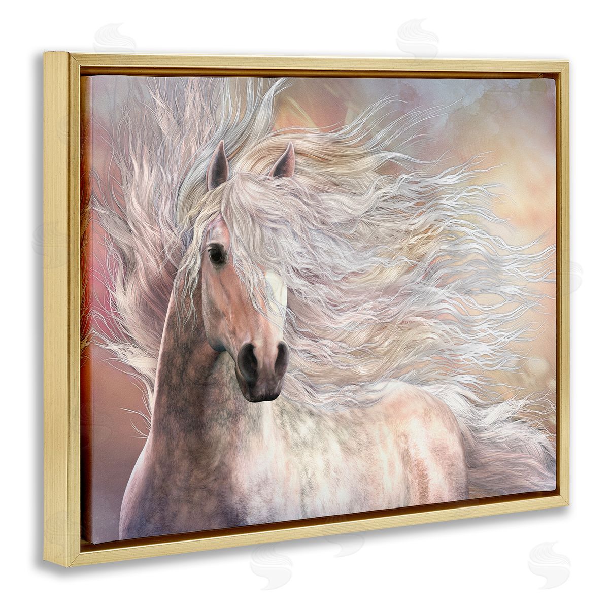 Laurie Prindle Cielo Windblown Stallion Portrait Gold Floater Frame Canvas Artside_
