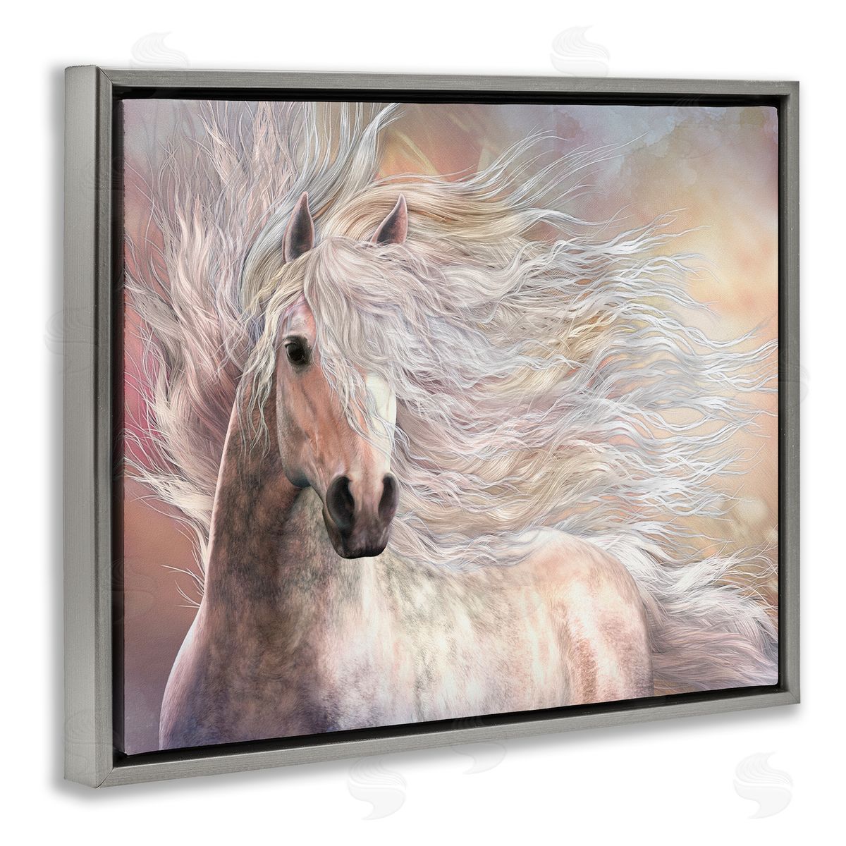 Laurie Prindle Cielo Windblown Stallion Portrait Gray Floater Frame Canvas Artside_