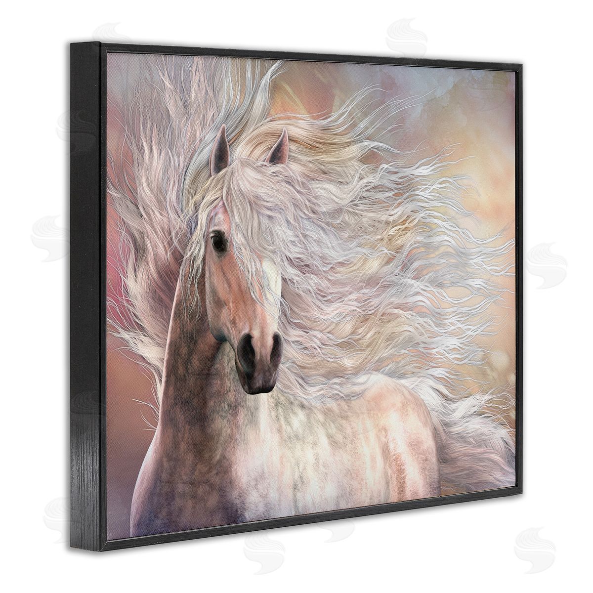 Laurie Prindle Cielo Windblown Stallion Portrait Black Framed Giclee Wall Artside_