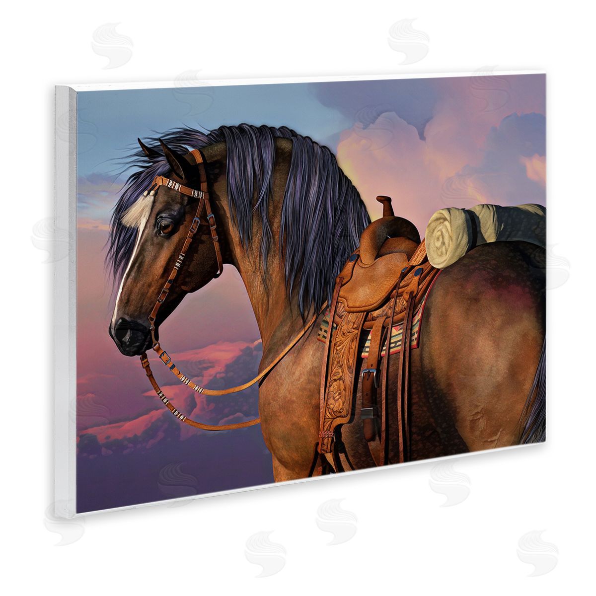 Laurie Prindle Cowboy's Pride Horse & Saddle Wall Plaque Artside_