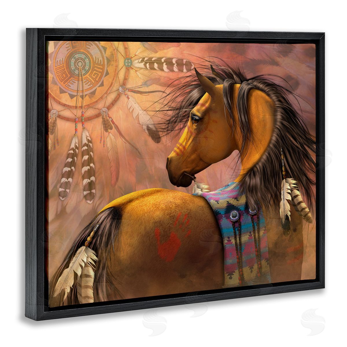 Laurie Prindle Kiowa Gold Stallion Black Floater Frame Canvas Artside_