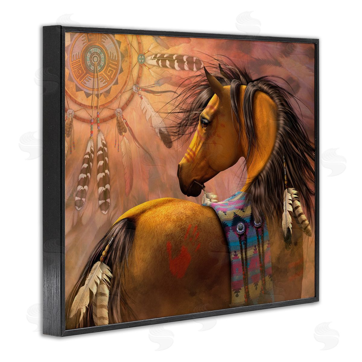 Laurie Prindle Kiowa Gold Stallion Black Framed Giclee Wall Artside_