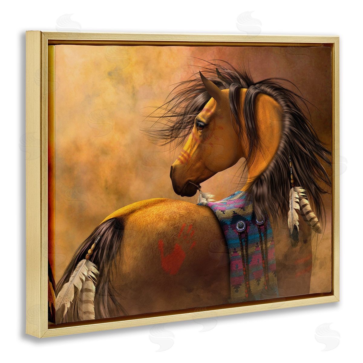 Laurie Prindle Kiowa Gold Horse Gold Floater Frame Canvas Artside_