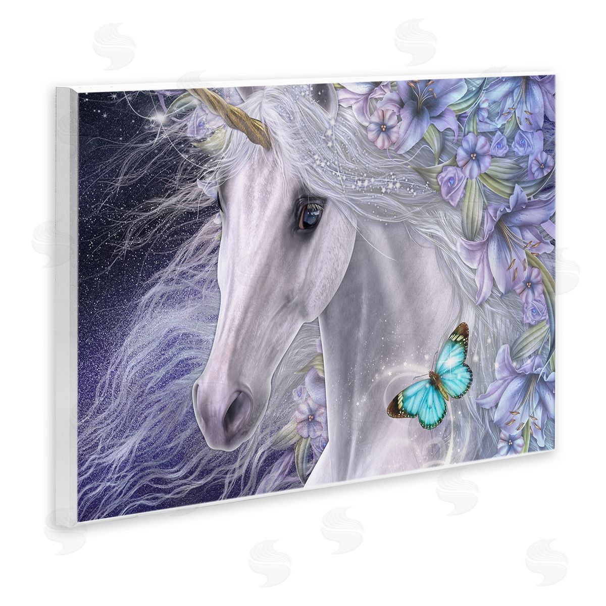 Laurie Prindle Lillicorn Purple Floral Unicorn Wall Plaque Artside_