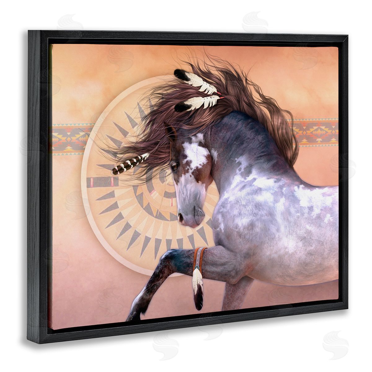 Laurie Prindle Native Spirit Stallion Black Floater Frame Canvas Artside_