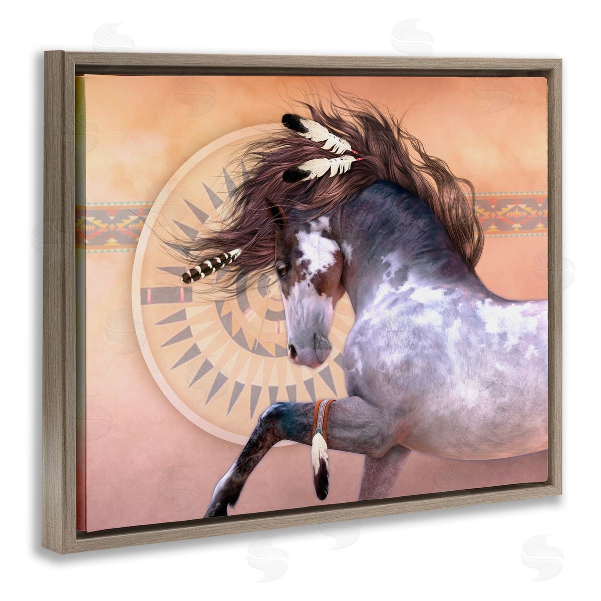Laurie Prindle Native Spirit Stallion Brown Floater Frame Canvas Artside_