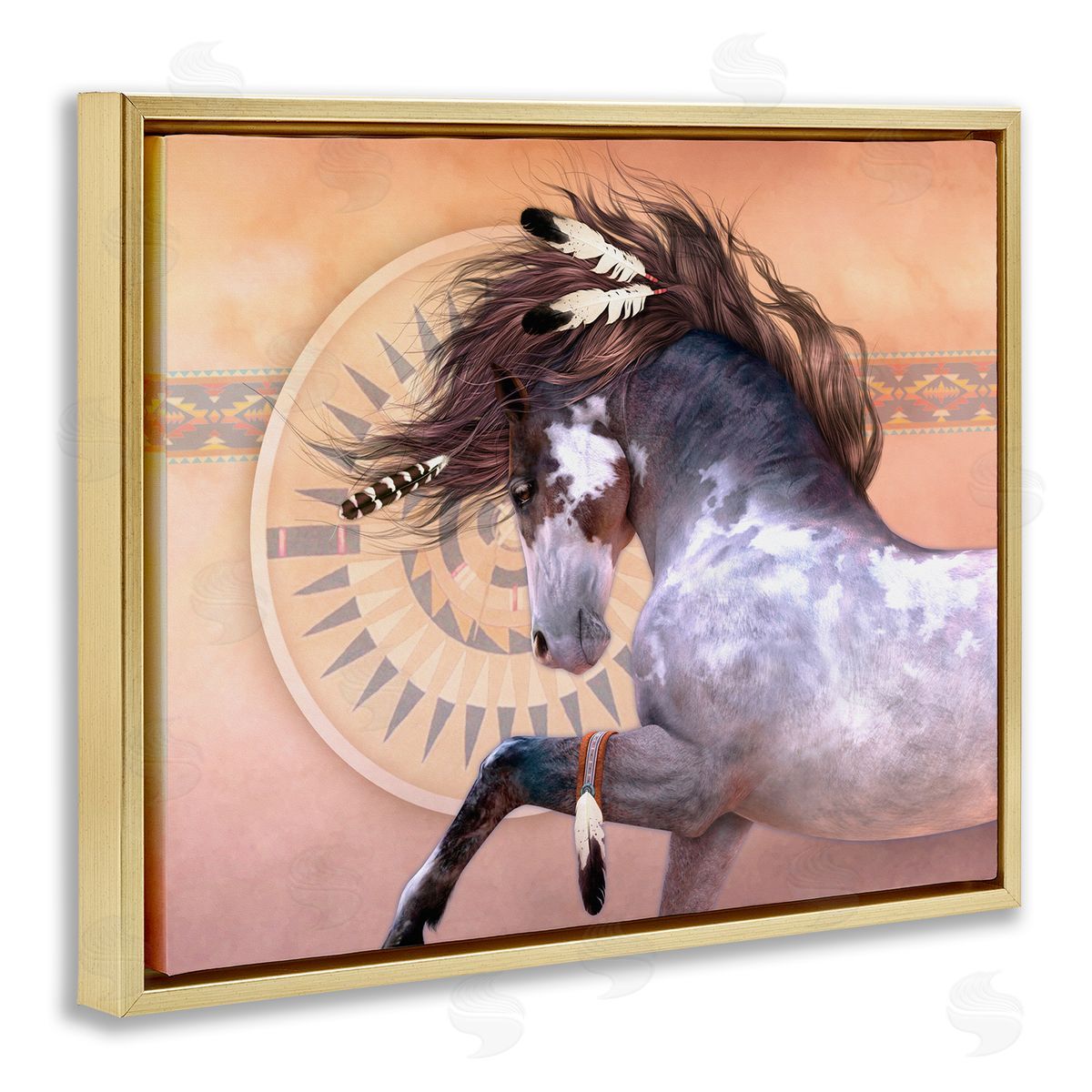 Laurie Prindle Native Spirit Stallion Gold Floater Frame Canvas Artside_