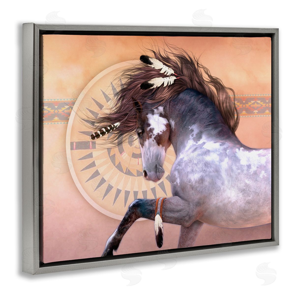 Laurie Prindle Native Spirit Stallion Gray Floater Frame Canvas Artside_