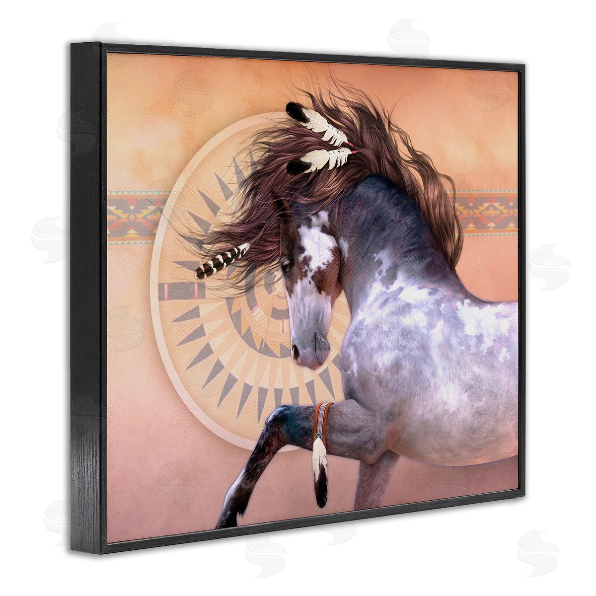 Laurie Prindle Native Spirit Stallion Black Framed Giclee Wall Artside_
