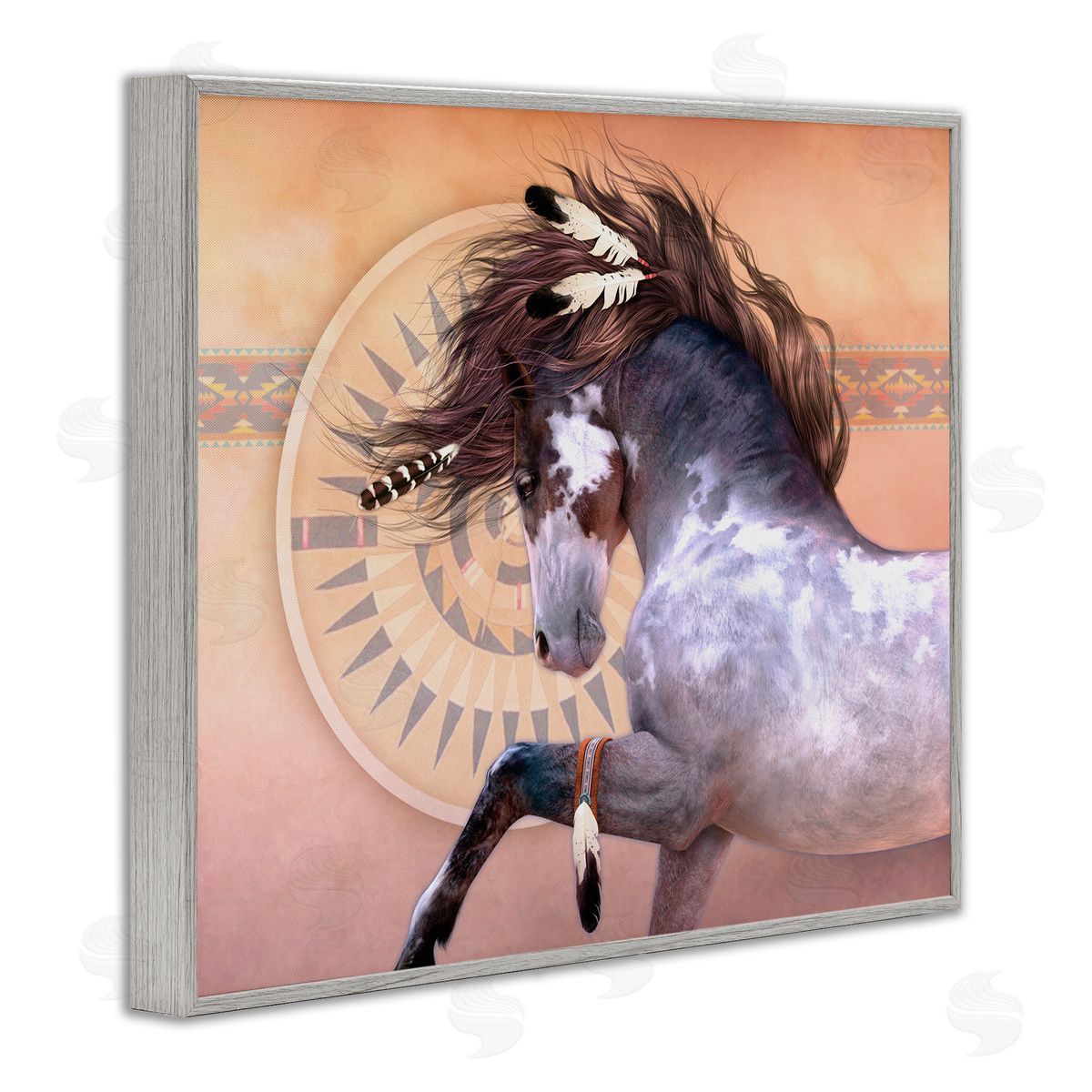 Laurie Prindle Native Spirit Stallion Gray Framed Giclee Wall Artside_