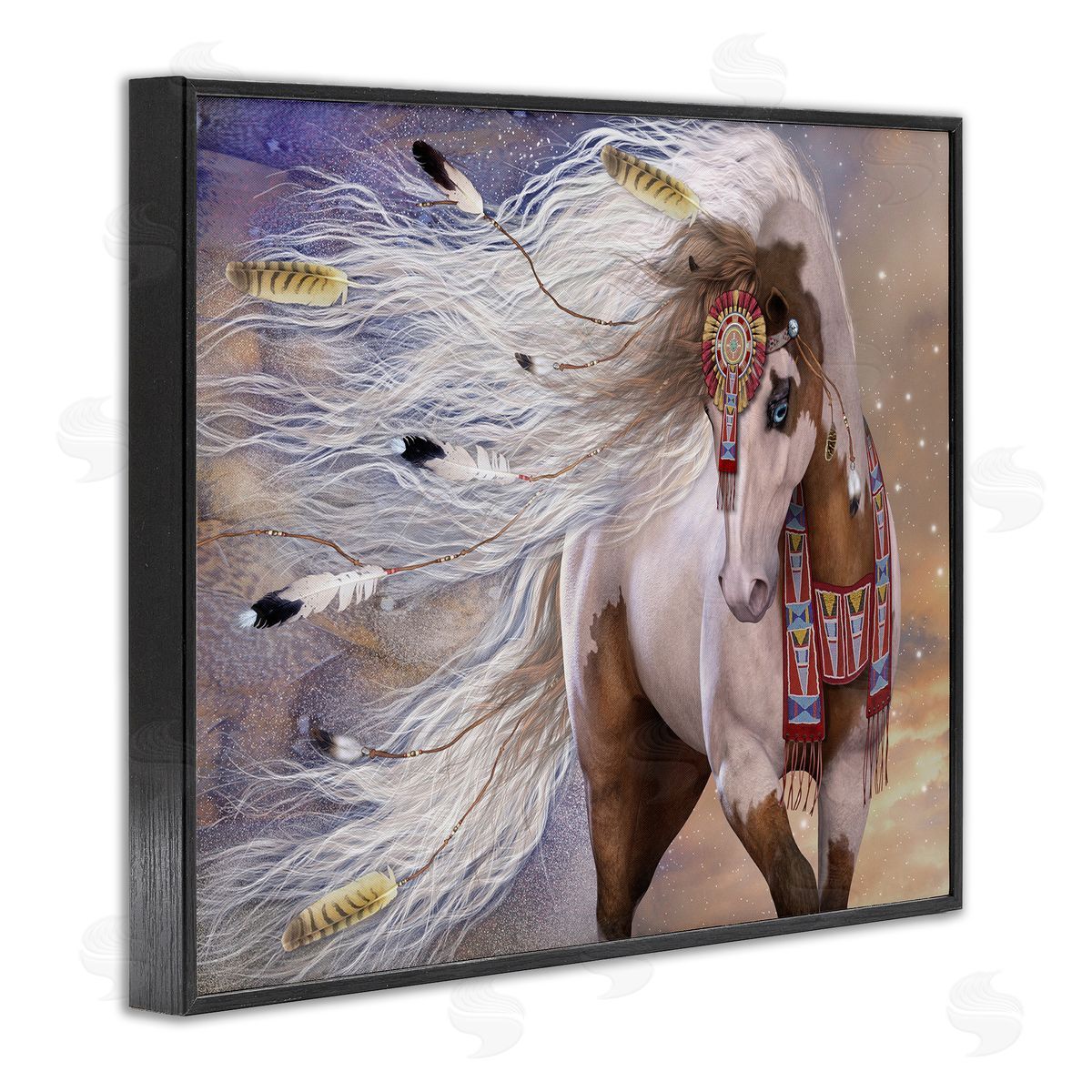 Laurie Prindle Horse With Feathers Black Framed Giclee Wall Artside_