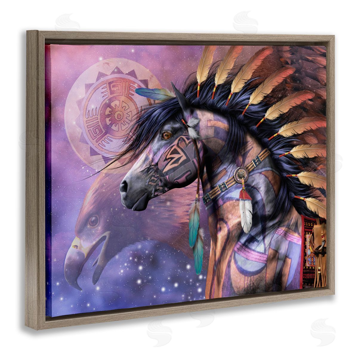 Laurie Prindle Shaman Native Horse Brown Floater Frame Canvas Artside_