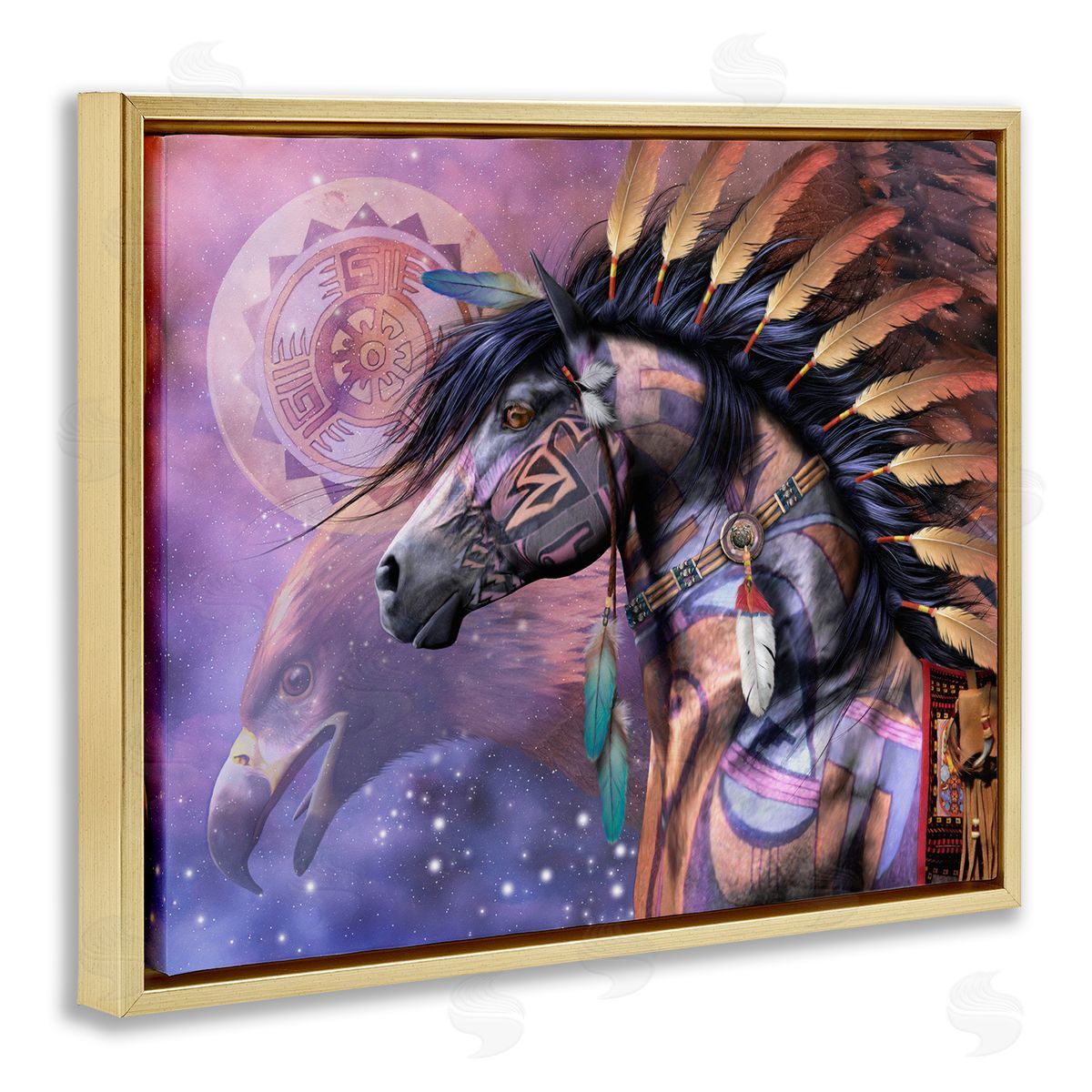 Laurie Prindle Shaman Native Horse Gold Floater Frame Canvas Artside_