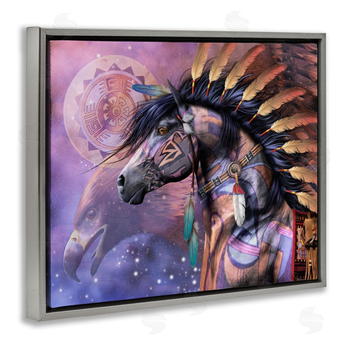 Laurie Prindle Shaman Native Horse Gray Floater Frame Canvas Artside_