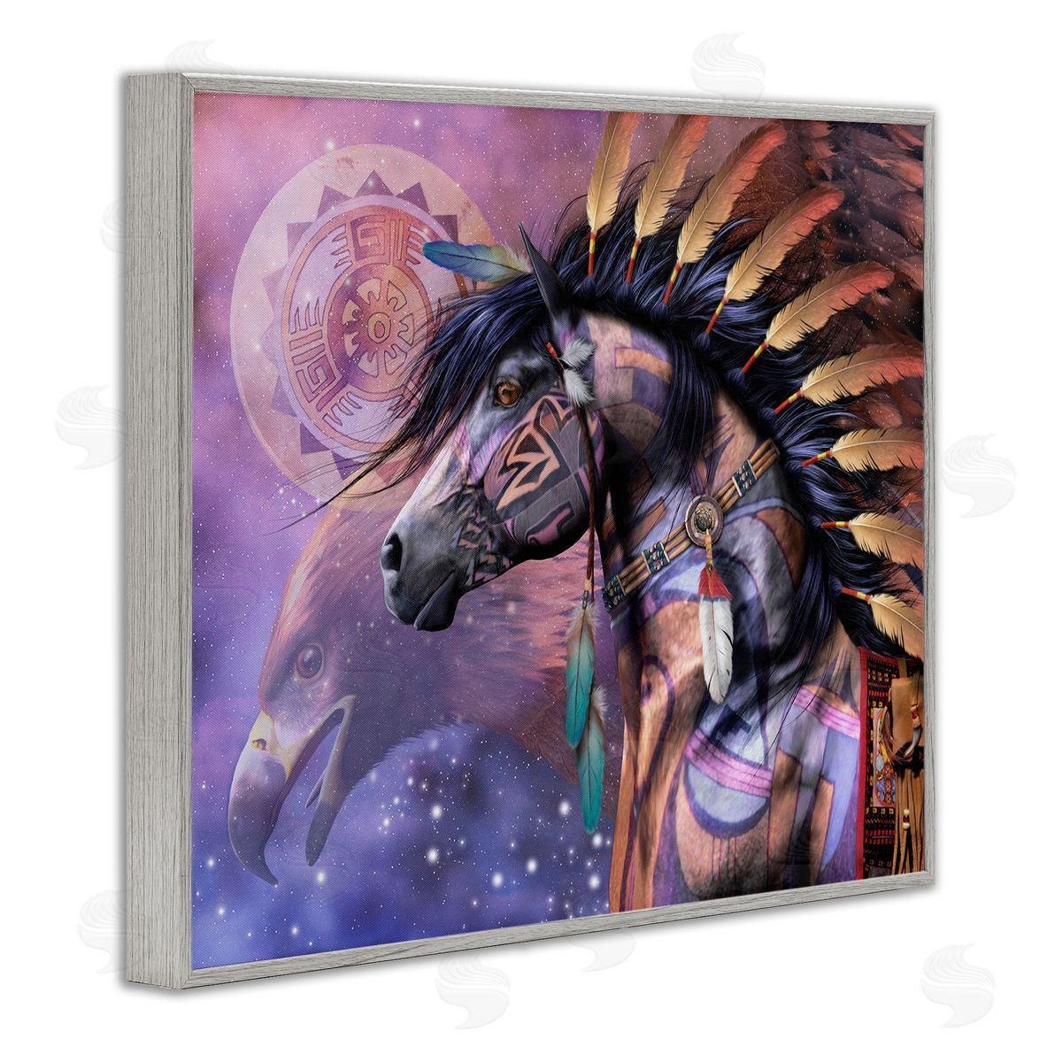 Laurie Prindle Shaman Native Horse Gray Framed Giclee Wall Artside_
