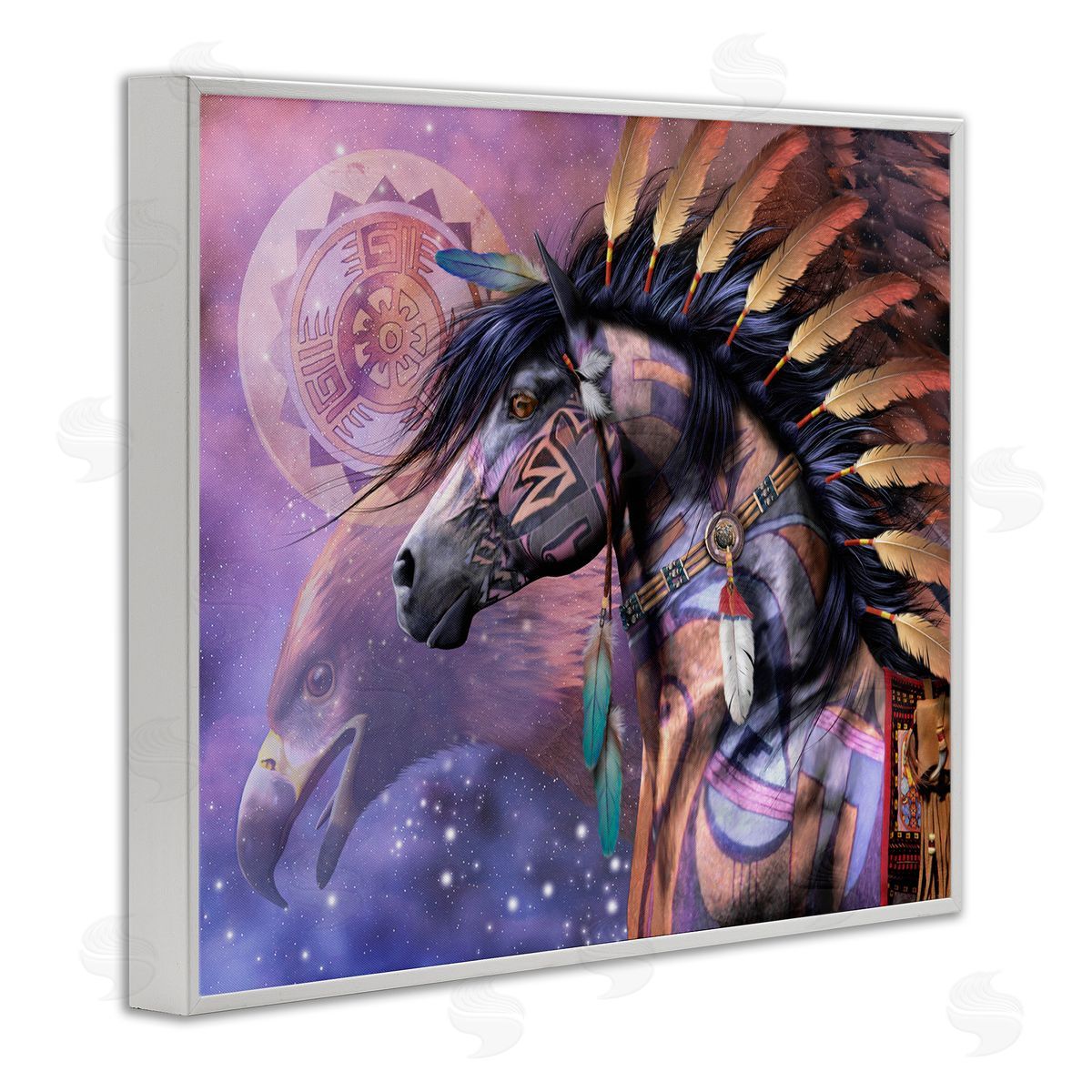 Laurie Prindle Shaman Native Horse White Framed Giclee Wall Artside_
