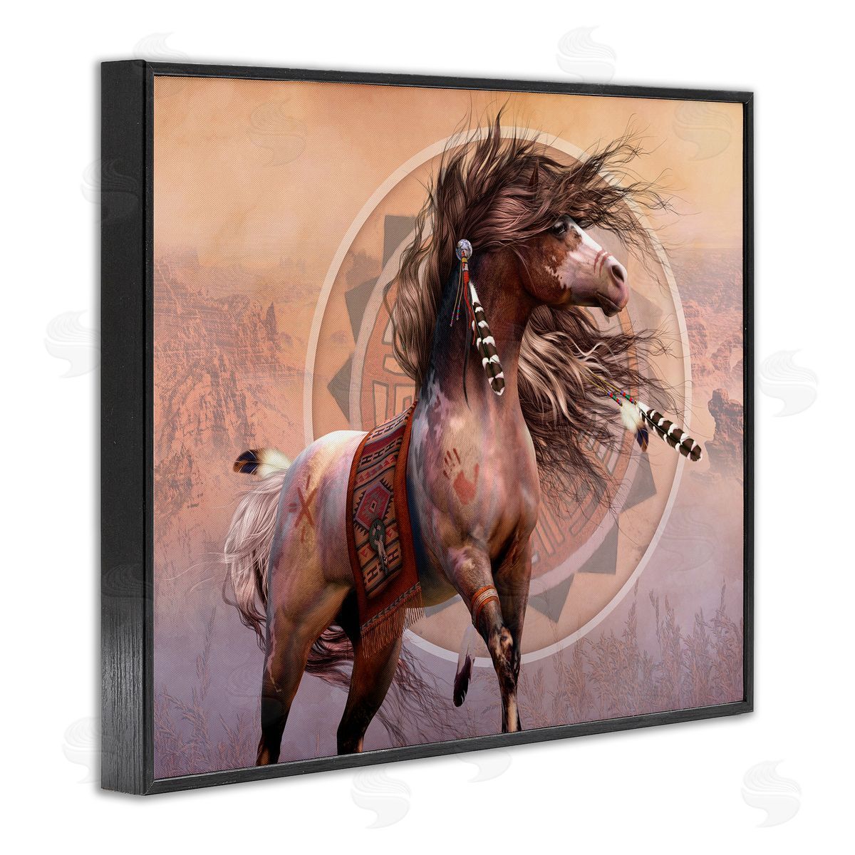 Laurie Prindle Spirit Warrior Horse Black Framed Giclee Wall Artside_