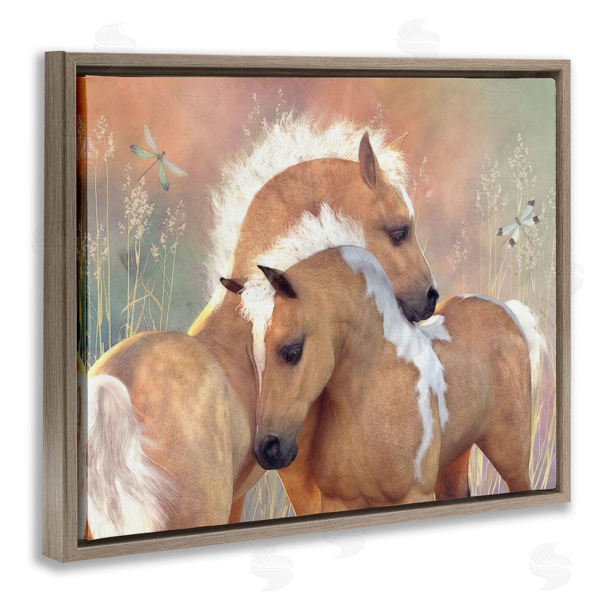 Laurie Prindle Summer Dreams Horses Brown Floater Frame Canvas Artside_