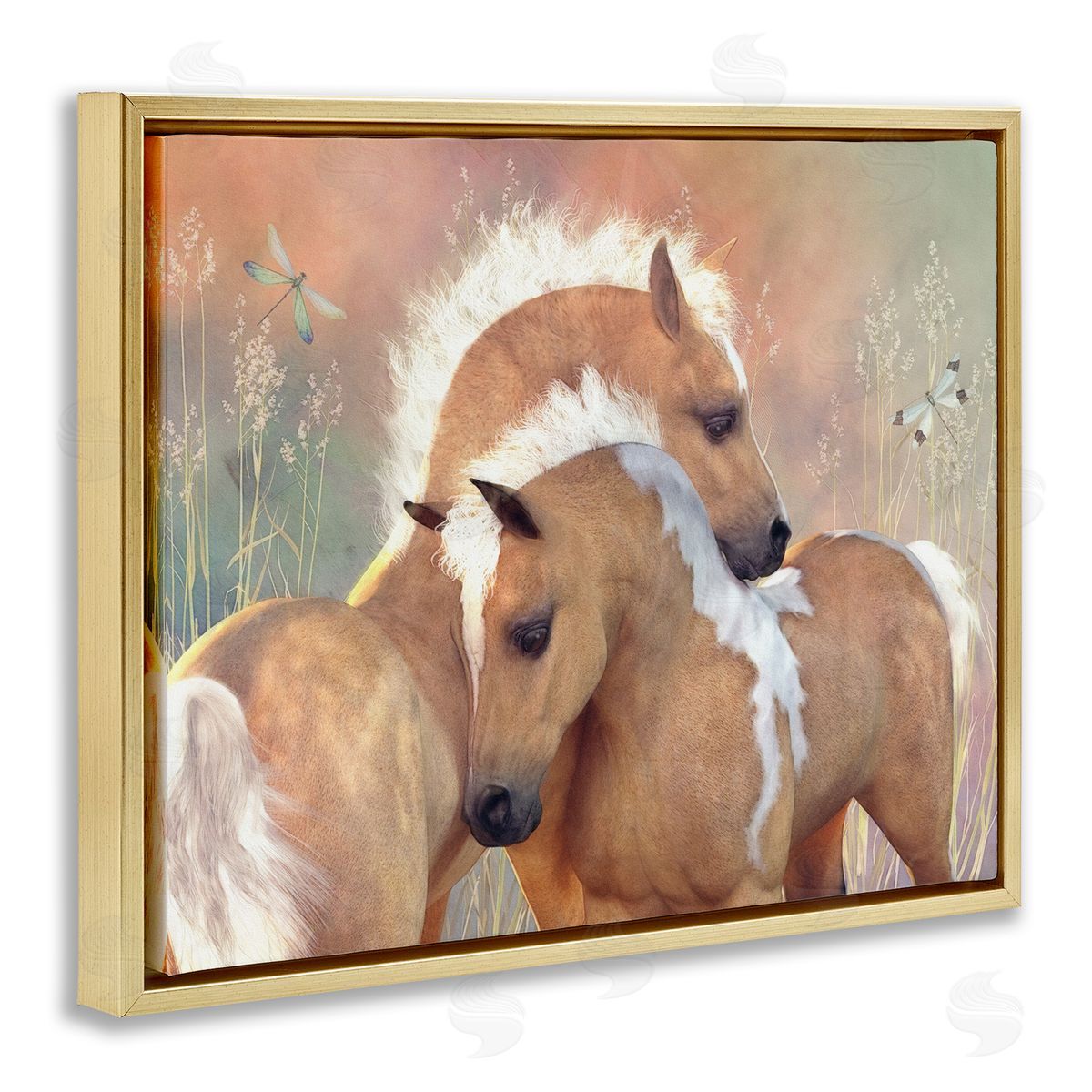 Laurie Prindle Summer Dreams Horses Gold Floater Frame Canvas Artside_