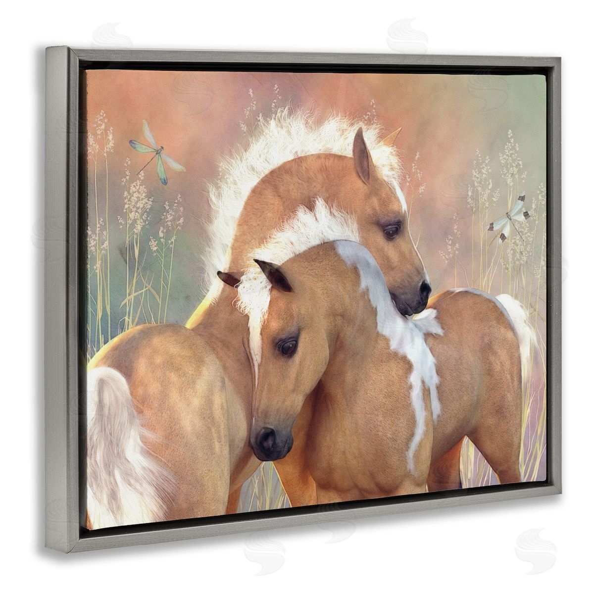 Laurie Prindle Summer Dreams Horses Gray Floater Frame Canvas Artside_
