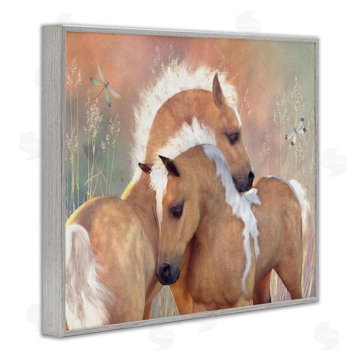 Laurie Prindle Summer Dreams Horses Gray Framed Giclee Wall Artside_