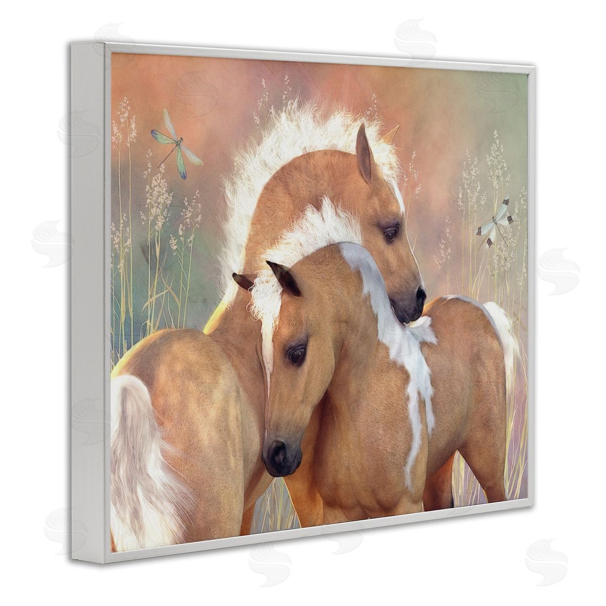 Laurie Prindle Summer Dreams Horses White Framed Giclee Wall Artside_