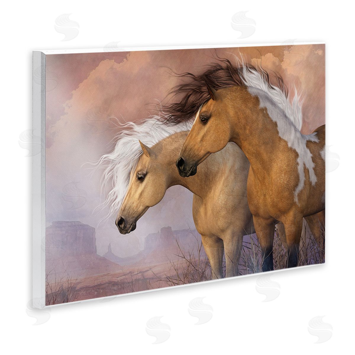 Laurie Prindle Horse Duo at Sunset Wall Plaque Artside_